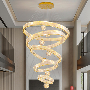Lampadario di cristallo di lusso moderno per la casa di fascia alta ristorante semplice <span class=keywords><strong>camera</strong></span> <span class=keywords><strong>da</strong></span> <span class=keywords><strong>letto</strong></span> anello Duplex Villa lampadario Led luce pendente - Product Image 6