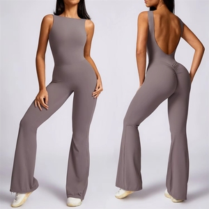 Mono deportivo de una pieza para mujer, color melocotón, para <span class=keywords><strong>yoga</strong></span>, casual, ligeramente ajustado, sin espalda - Product Image 5