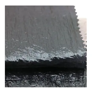 380t crepe crinkle full down black foil print nylon taffeta fabric for garment