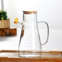 Botol minyak tahan lama, peralatan dapur kaca borosilikat tinggi gagang panci minyak untuk penyimpanan bumbu cuka