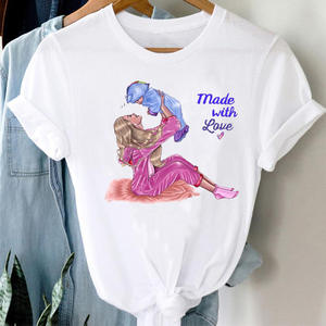T-<span class=keywords><strong>shirt</strong></span> Personalizzata da Donna Stile Anni '90 con Stampa Cartoon di Mamma e Figlio, Maglietta Alla Moda per Signora - Product Image 5