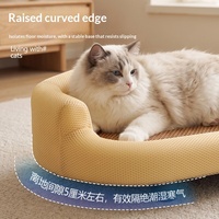 Lit pour chat et griffoir combinés, tapis de canapé rafraîchissant toutes saisons en sisal, confortable pour l'auto-entretenissement des chats