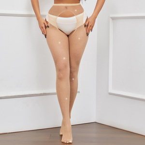 Collants résille <span class=keywords><strong>sexy</strong></span> pour femmes en gros, entrejambe ouvert, collants en maille brillants avec strass, collants en résille pour femmes - Product Image 6