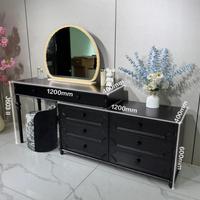 Table de maquillage vintage française extensible avec miroir éclairé réglable et tabouret pour chambre principale