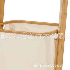 Bamboo Floor Standing Towel Rack With Laundry Basket Rectangle Multi Layer Storage <b>Shelf</b> For Bathroom <b>Bedroom</b> - Product Image 4