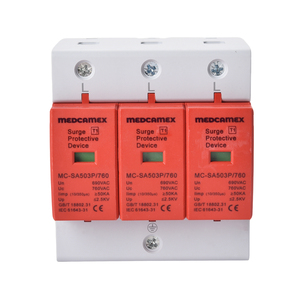 <span class=keywords><strong>Protector</strong></span> Contra Sobretensiones MC-SA503P/760 Tipo 1 3P de Alta Resistencia, 50KA Iimp 760VAC, Riel DIN, Supresor de Sobretensión - Product Image 1