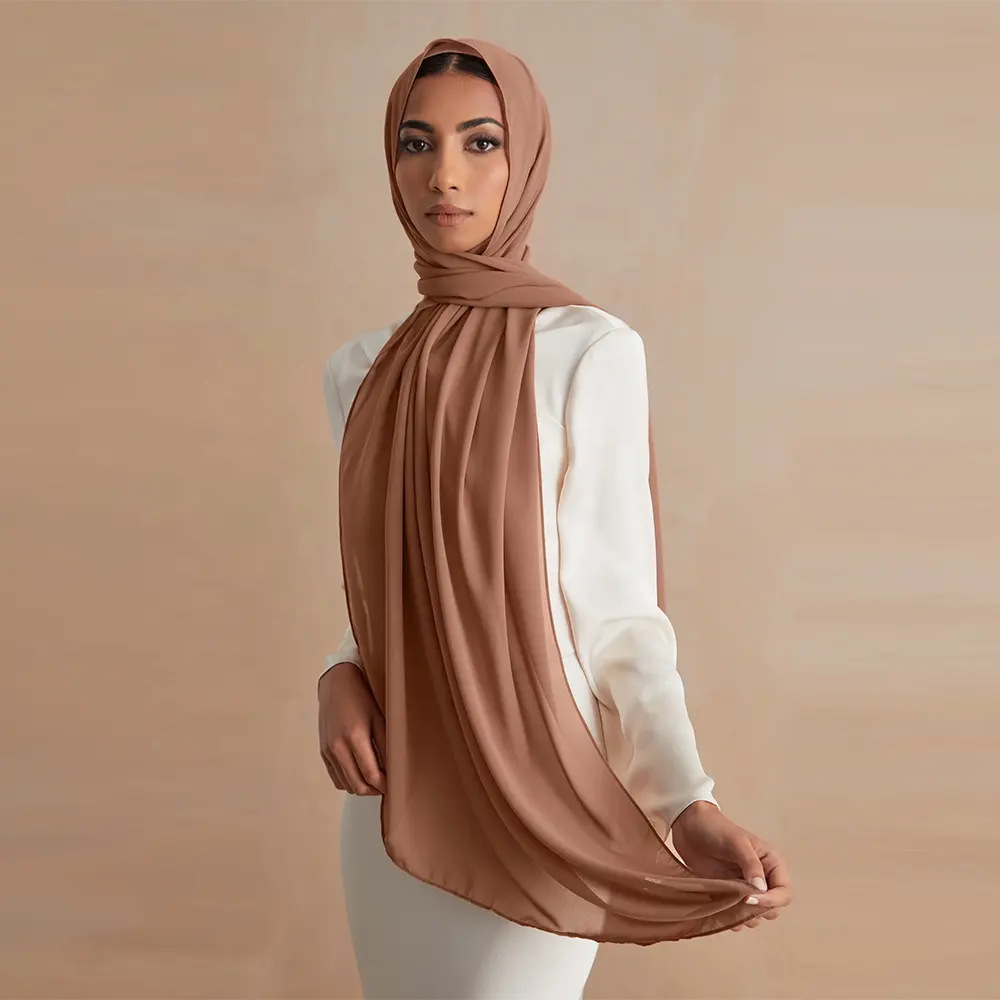 Wholesale High Quality Hot Muslim Solid Blank Plain Chiffon Hijabs Shawls Islamic Headwear Wraps Scarves Long Georgette Scarf