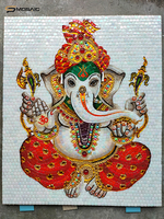 Décoration murale, art en mosaïque, dieu hindou Ganesha, Seigneur Ganesh, église, motif religieux, design découpé à la main, art mural, mosaïque