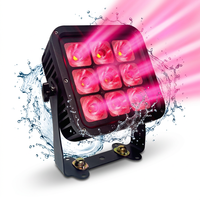 Projecteur PAR sans fil étanche IP65 à batterie 9x12W RGBWA+UV 6-en-1 avec contrôle APP, télécommande IR et DMX512, pack de 3 avec flight case