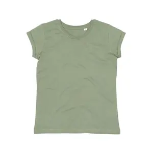 T-shirt pour femme à manches retroussées, en coton biologique, merchandising durable - Product Image 2