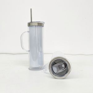 <b>Double</b> <b>Walled</b> Stainless Steel Snow Globe 20oz Skinny Storyboard Tumbler <b>Mugs</b> with Handle for Dye Sublimation Heat Press - Product Image 4