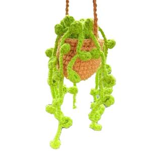 Cesto lavorato a mano in maglia creativo ornamento per appendere auto per la decorazione di specchietti retrovisori elegante <span class=keywords><strong>fiore</strong></span> artificiale - Product Image 2