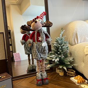 Elonna New Design Funny Christmas Elk Standing Telescopic Cloth <b>Doll</b> <b>Handmade</b> Modern Home Decor Window Ornament - Product Image 3