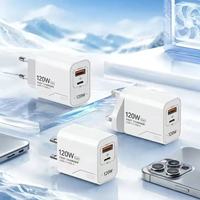 Chargeur mural USB-C rapide 120W à 2 ports, prise EU/US, charge rapide USB Type-C PD 120W, adaptateur de voyage pour téléphone portable