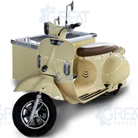 Carrito de Venta de Helados, Scooter Piaggio Ape, Vehículo de Tres Ruedas, Carrito de Venta con Congelador, Triciclo Eléctrico