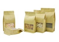 Stand up White Kraft Paper Reclosable Ziplock Plain Heat Sealable Food Packaging Doypack Pouches Bags With Matte Window