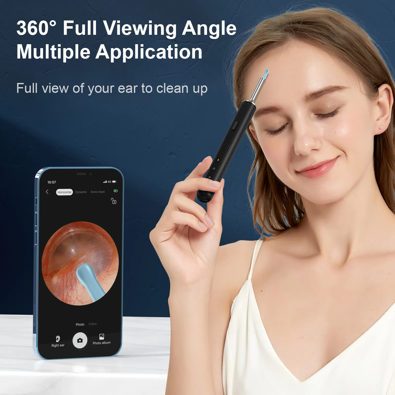 블랙헤드 리무버 팁이있는 X8 4mm 5MP 와이파이 귀 클리너 보이는 깨끗한 귀 왁스 이경 카메라