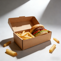 Pochettes en carton ondulé biodégradables personnalisées, écologiques, imprimées avec logo, pour hamburgers, frites et plats rapides
