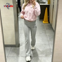 Setelan Olahraga Wanita Musim Gugur, Hoodie Zip Up dan Celana Sweatpants Pinggang Tinggi, Custom Fitness, Dua Potong, Cocok untuk Wanita Bertubuh Tinggi, Terbuat dari Katun