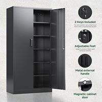 Armoire de rangement en acier moderne à 2 portes avec serrure, armoire de classement avec 4 niveaux réglables, placard métallique pour bureau