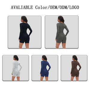 Ensemble d'entraînement sportif pour femmes taille haute Slim Legging Shorts Butt Fiess 2 pièces à manches longues Yoga pantalon costume sans couture motif imprimé - Product Image 2