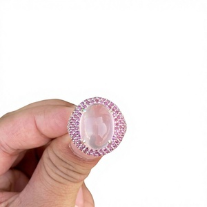 Natural Rose Quartz Rhodolite <b>Garnet</b> Cocktail <b>Ring</b> 925 Sterling <b>Silver</b> Fine Jewelry OEM ODM Wholesale Supplier - Product Image 1