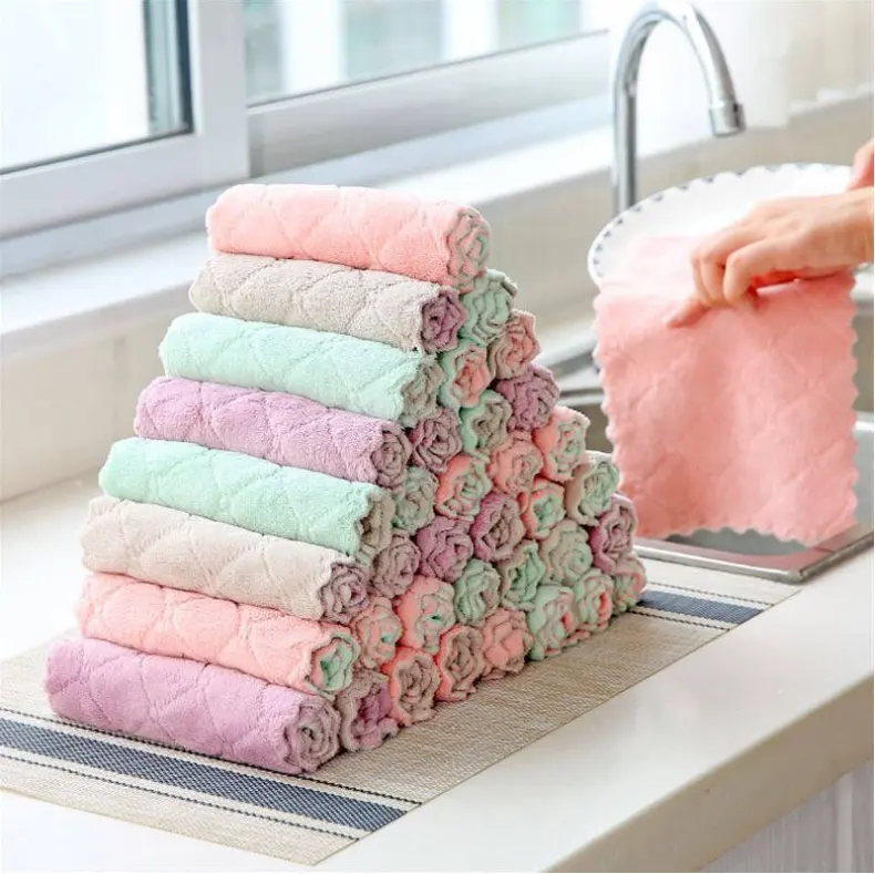 wholesale Water Absorbent Thickened Microfiber kitchen dishcloth dishtowel Cleaning Cloth Dish cloth dish towels for kitchen