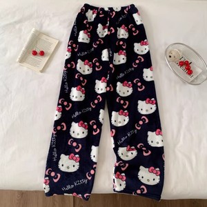 Nouveau pantalon de <span class=keywords><strong>pyjama</strong></span> en flanelle à motif dessin animé pour homme et femme, automne/hiver ; doublure en polaire corail pour plus de chaleur ; vêtements de détente décontractés pleine longueur - Product Image 1