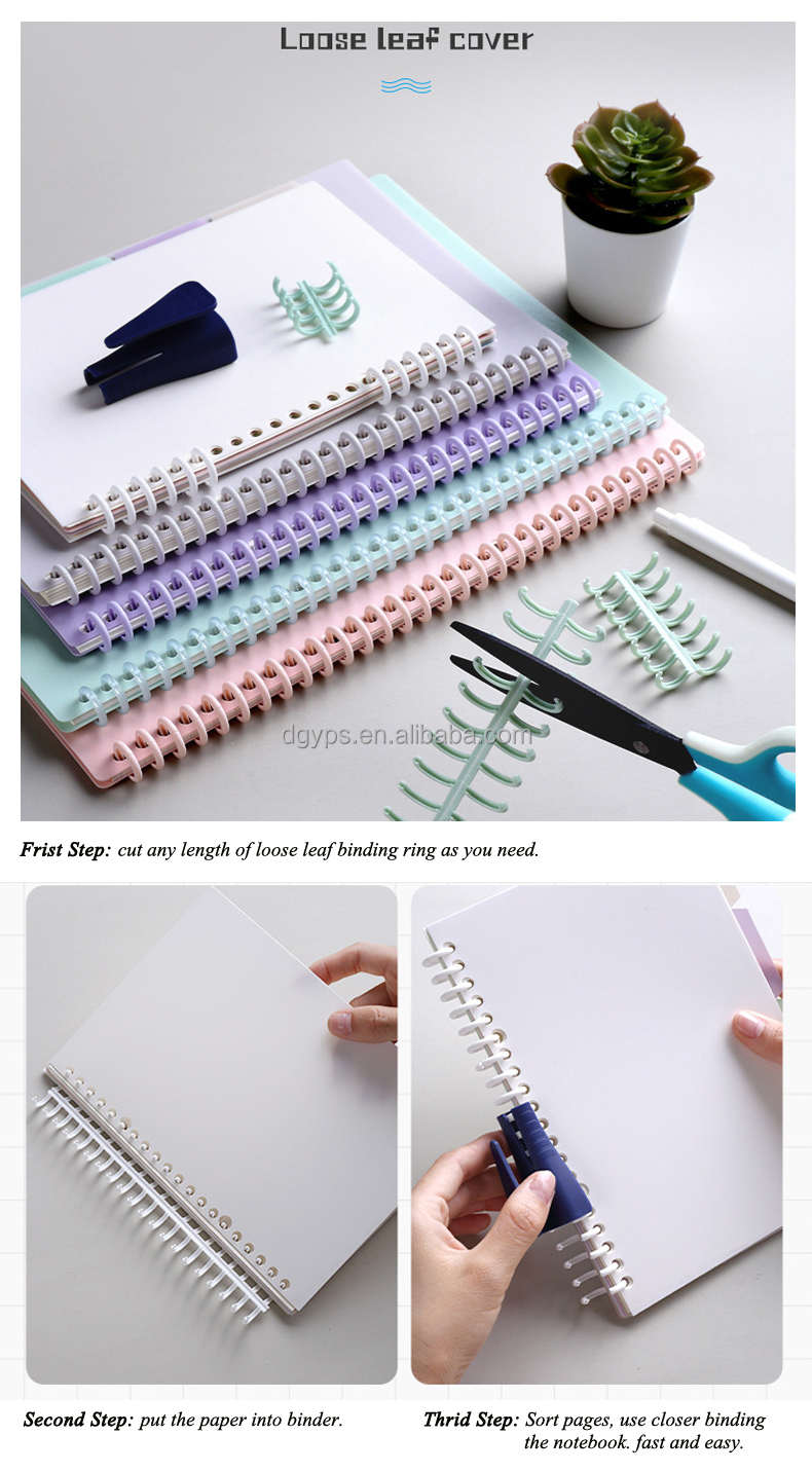 DIY Plastic Binding Strip Loose-leaf Ring Binding Clip For Notebook Spiral Coil Clips Paper Plastic Book Binders For School