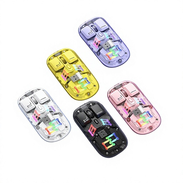 T7 Transparent Wireless Dual-Mode RGB for Mouse Ergonomic USB Rechargeable for Laptops & Tablets Stylish Design