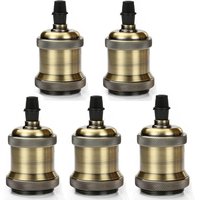 Douille de suspension vintage E27 E26 en aluminium couleur laiton vieilli, style à vis, 5x5x9cm, pour éclairage industriel intérieur DIY