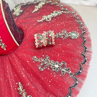 T2093 Vente en gros de tutu noir et rouge, corset, tenue de danse de scène pour compétition, tutu de ballet professionnel