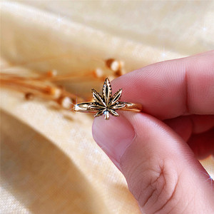 Maple Leaf Pattern Mini Women Ring Unique Craft Design Daily Stackable All-match Pinky Finger Jewelry Gift - Product Image 5