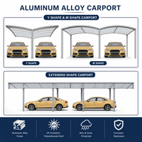 Abri de voiture double en alliage d'aluminium, abri de stationnement extérieur robuste avec toit imperméable pour 2 voitures, cour de villa, allée