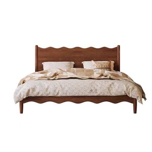 Lit en bois massif à design ondulé, 17,5 cm de hauteur pour robot aspirateur, montage facile, mobilier de chambre romantique pour couples et familles - Product Image 2