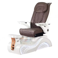 Chaise de soin des pieds de haute qualité avec massage tactile, en cuir noir et gris de luxe, pour manucure, pédicure, spa, avec LED et bain à remous, pour salon de manucure