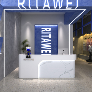 Modern Luxury <strong>pink</strong> <strong>Beauty</strong> <strong>Salon</strong> Spa Wooden Reception Desk Gold Stainless Steel Frame Front Desk Reception Counter - Product Image 2