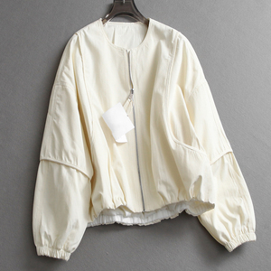 Chaqueta de <span class=keywords><strong>Mujer</strong></span> Moderna y Versátil, Informal, de <span class=keywords><strong>Manga</strong></span> <span class=keywords><strong>Corta</strong></span>, Cuello Redondo, con Cierre, Protección Solar - Product Image 3
