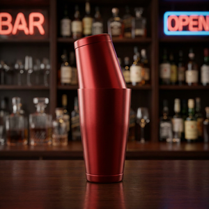 Coctelera Boston de Acero Inoxidable Roja, Juego de Dos Piezas, Base Brillante, 18 y 28 Onzas - Product Image 2