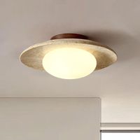 Plafonnier de style Mid-Century pour restaurant, luminaire de plafond en travertin Wabi Sabi à montage en surface pour entrée, balcon, couloir, hôtel
