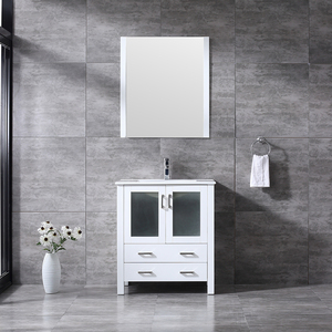 Meuble-lavabo de salle de bain haut de gamme de 30 pouces avec vasque en céramique et caractéristiques résistantes à l'eau - Product Image 6