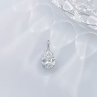 Collana da Donna in Oro Bianco 18K con Diamante Coltivato in Laboratorio, Pendente a Goccia a Tre Griffe, Minimalista, Semplice, Fresco e Versatile