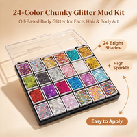 Palette de maquillage 24 couleurs, palette de paillettes épaisses, paillettes cosmétiques pour le visage et le corps