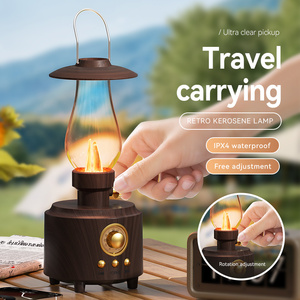 โคมไฟน้ำมันก๊าดวินเทจ C-201 สไตล์ไฮไฟไร้สายสำหรับลำโพง 5W ใช้พลังงานไฟฟ้ากระแสตรง ของขวัญน่ารัก สายชาร์จแบบ C ช่องใส่การ์ด TF ไฟ RGB - Product Image 5