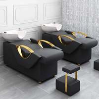 Meubles de Salon de coiffure de haute qualité lavage à contre-courant tête lavage bols évier lit noir pas cher shampooing chaise pour Salon de beauté
