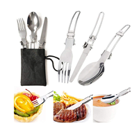 Ensemble de casseroles d'extérieur pour 1-2 personnes Casseroles et poêles Batterie de cuisine de camping portable avec couverts, ensemble de cuisinière en aluminium