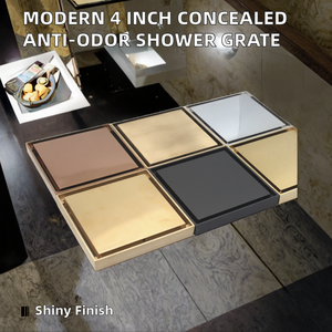 ตะแกรงระบายน้ำฝังพื้นทรงสี่เหลี่ยมขนาด 4 นิ้ว ทำจากทองเหลือง ป้องกันกลิ่น สำหรับห้องน้ำ โรงแรม - Product Image 2