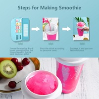 Tasse à Smoothie en Silicone réutilisable à Double pression, refroidissement rapide magique de la boue, tasse à glace avec couvercle et paille