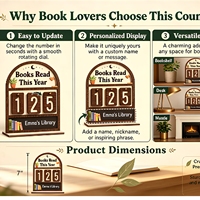 Compteur de livres lus en bois rotatif pour le suivi de la lecture, décoration de table, cadeau pour les lecteurs et les amoureux des livres
