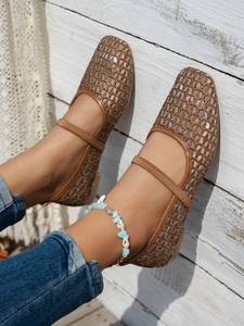 Women Mesh Mary Jane Ballet <strong>Flats</strong> Square Toe Slip-On Breathable Hollow Out Casual <strong>Elegant</strong> <strong>Flat</strong> <strong>Shoes</strong> - Product Image 5